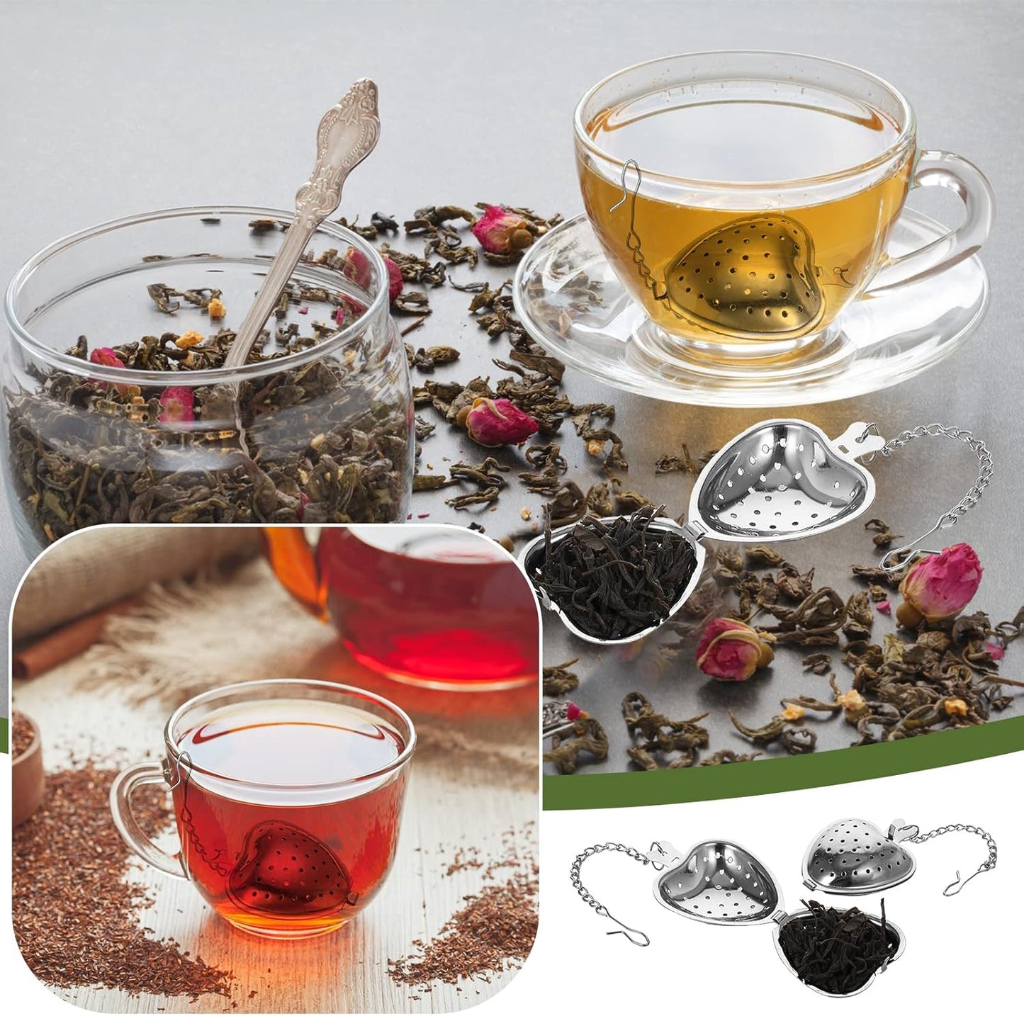 Heart-Shaped Stainless Steel Tea Strainer 1ct