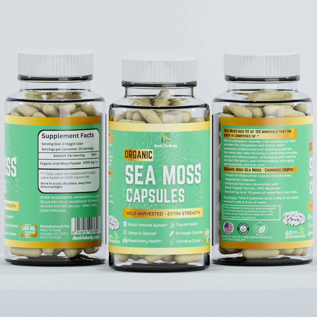 Herb To Body - Organic Sea Moss Capsules (60 Capsules)
