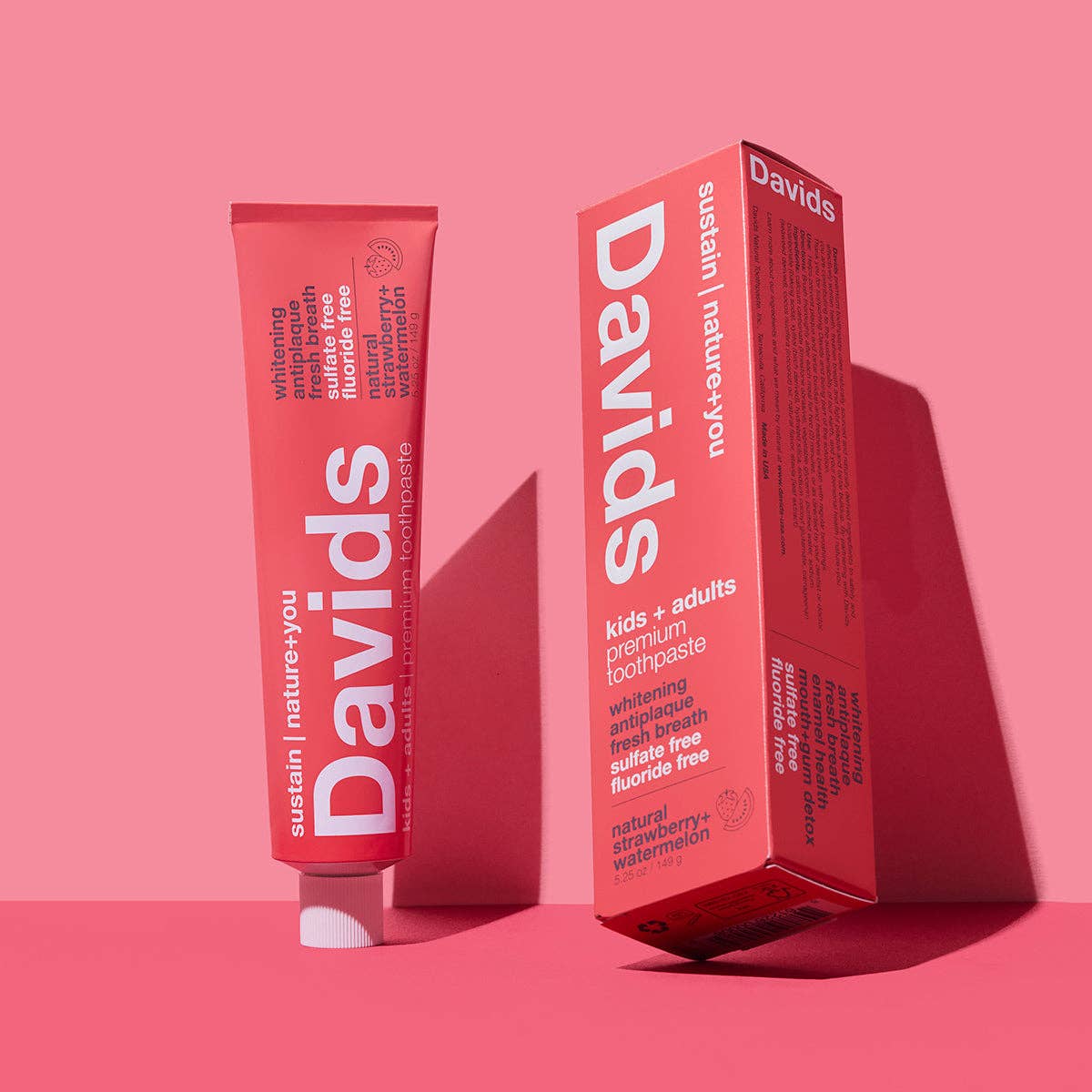 Davids Natural Toothpaste - Kids+Adults Premium Toothpaste (Strawberry Watermelon) - 5.25oz