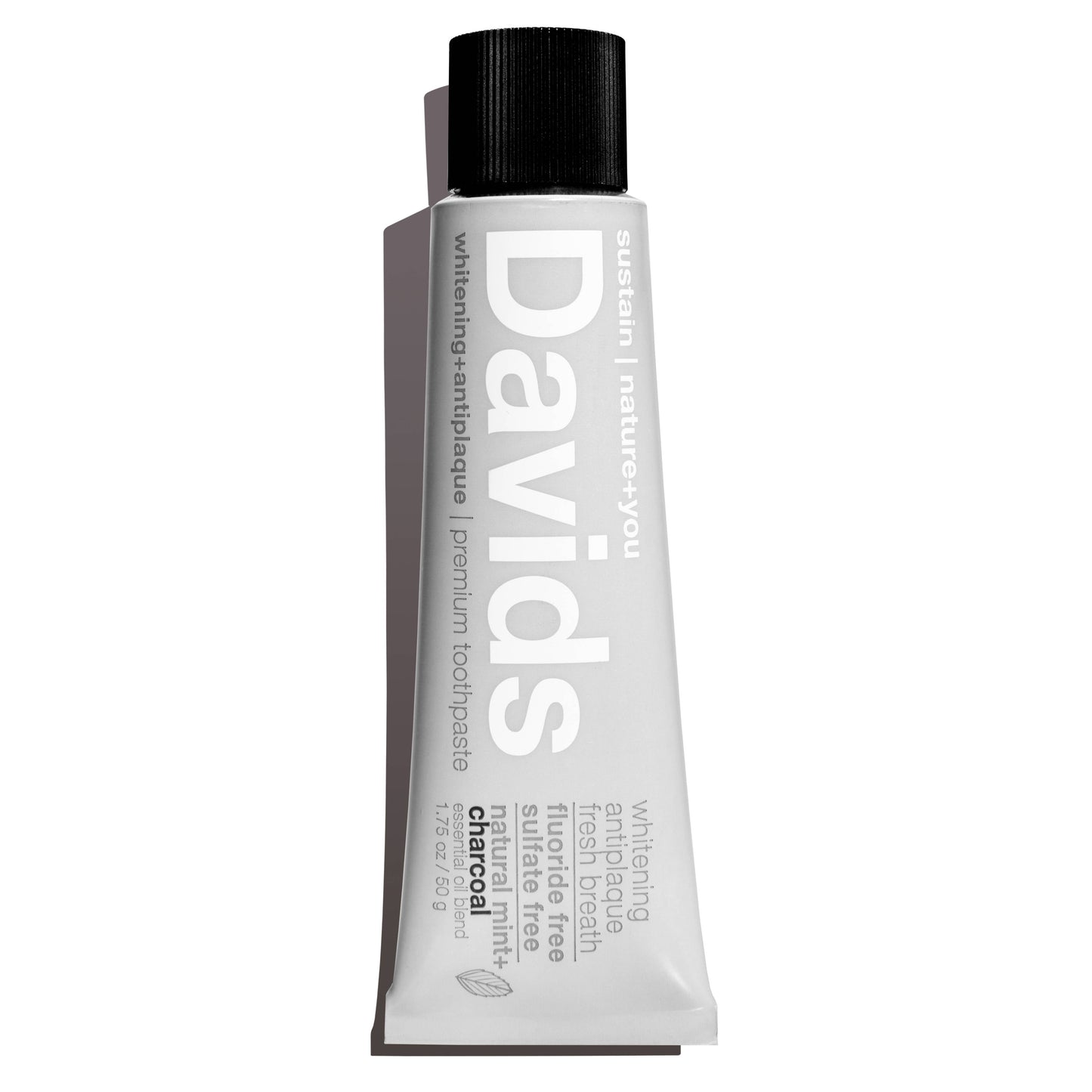 Davids Natural Toothpaste - Premium Toothpaste TRAVEL SIZE (Charcoal+Peppermint) 1.75oz