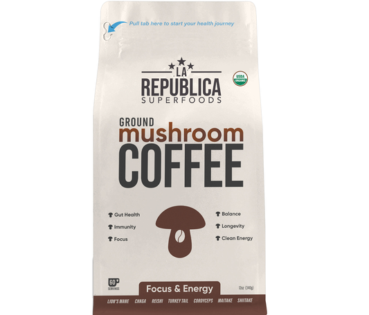 La Republica Coffee - USDA Organic GROUND Brazilian Mushroom Coffee 12oz