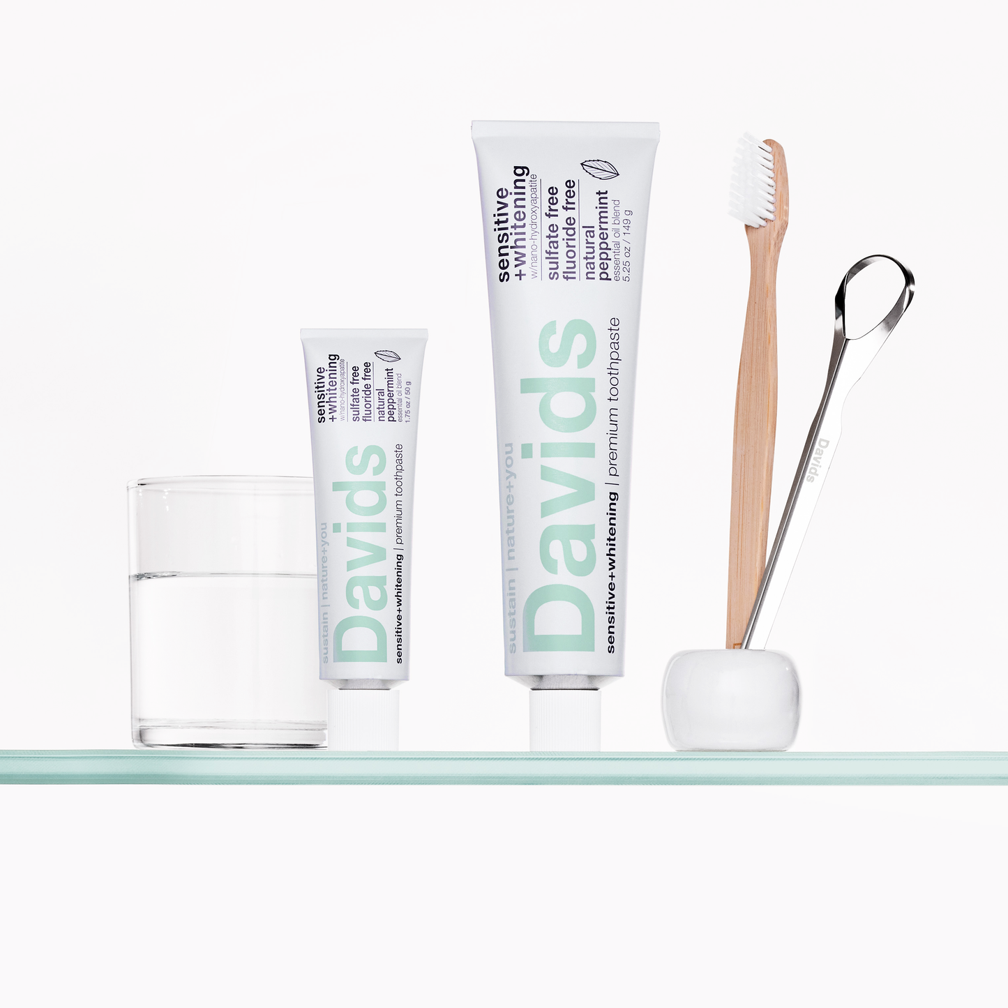 Davids Natural Toothpaste - Premium Toothpaste TRAVEL SIZE Sensitive+Whitening (Natural Peppermint) 1.75oz