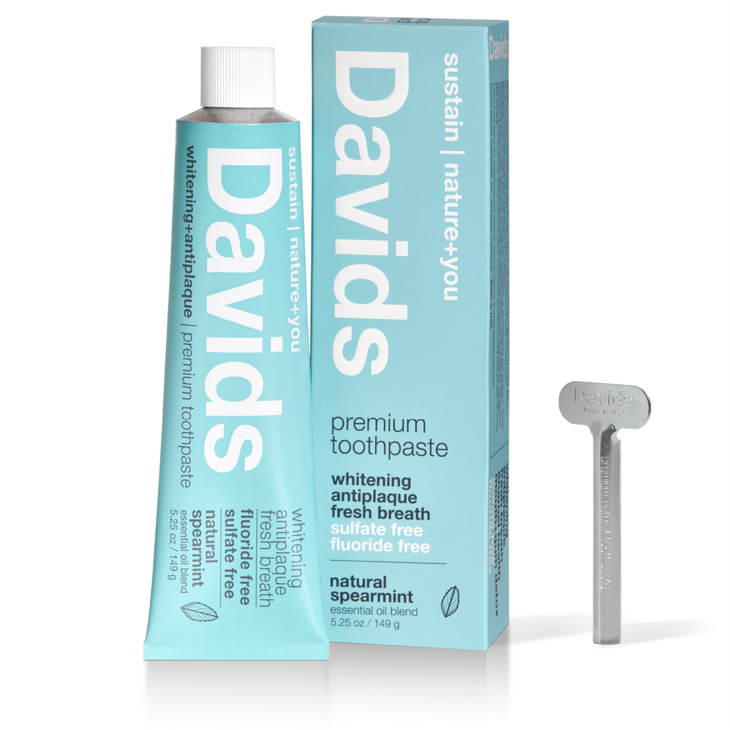 Davids Natural Toothpaste - Premium Toothpaste  (Spearmint) 5.25oz