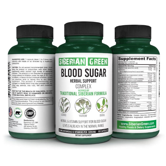 Siberian Green - Herbal Sugar Support Siberian Green 60 Caps - Yarrow Guggul Licorice