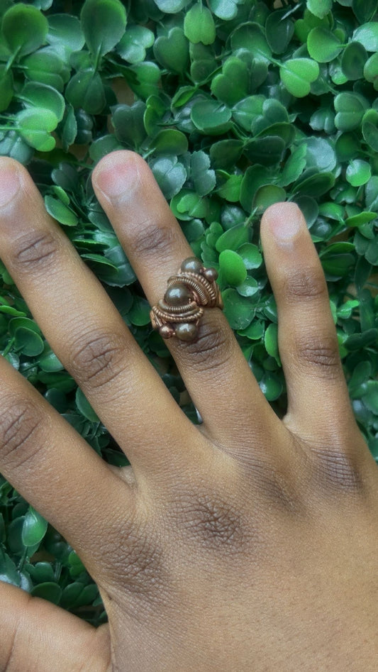 Handcrafted Copper Elegance Ring - Size 6