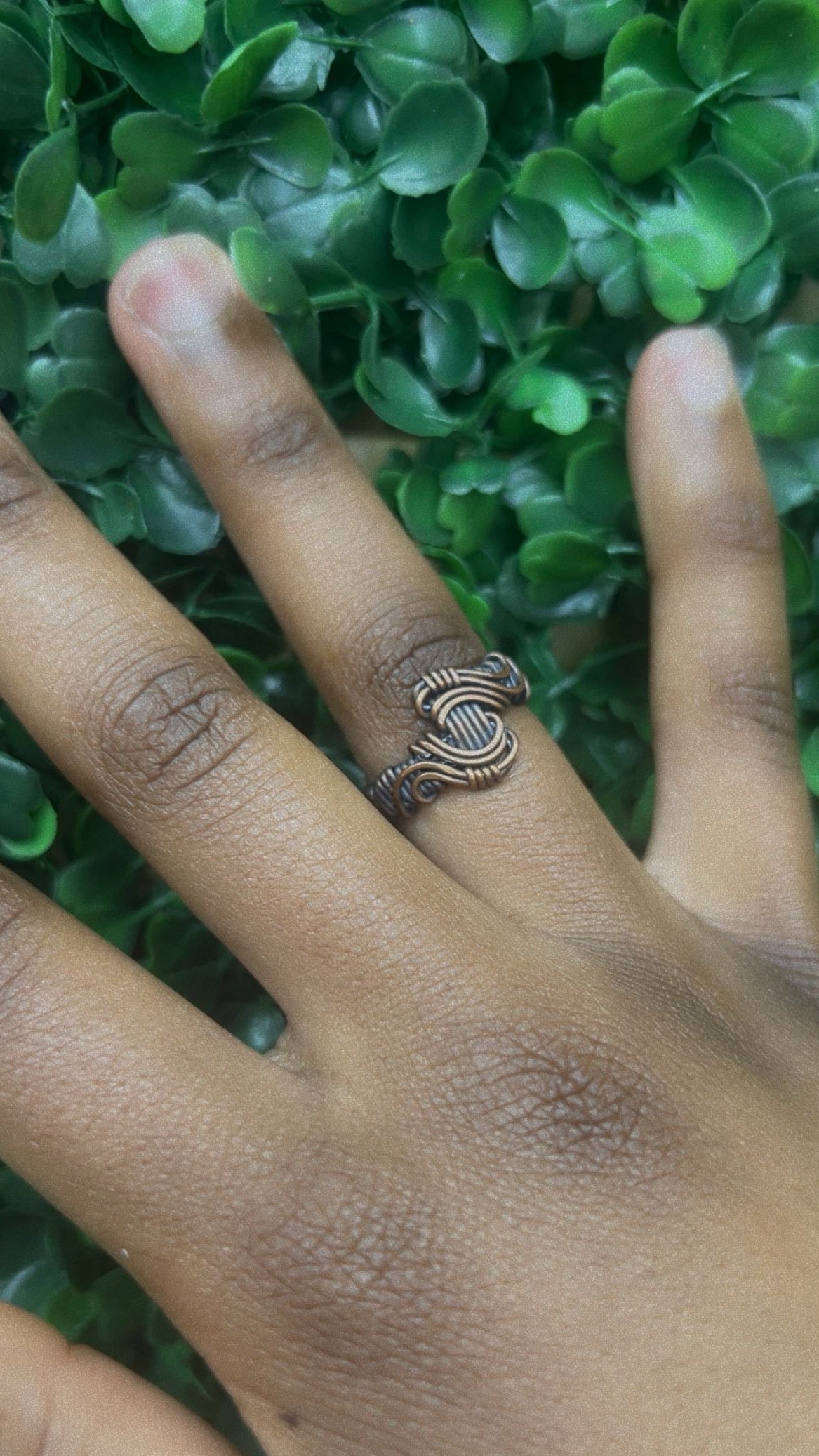 Handcrafted Copper Wavy Ring - Size 7.5