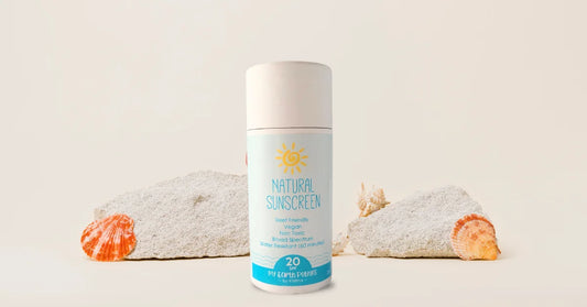 My Earth Potions Vegan Natural Sunscreen in compostable push-up stick containing non-nano zinc oxide.