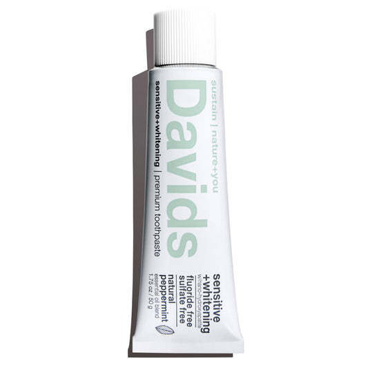 Davids Natural Toothpaste - Premium Toothpaste TRAVEL SIZE Sensitive+Whitening (Natural Peppermint) 1.75oz