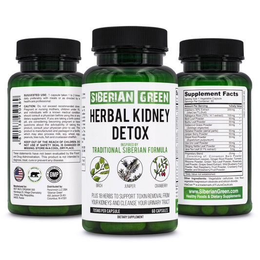 Siberian Green - Herbal Kidney Detox Siberian Green 60 Caps - Cranberry Birch Juniper