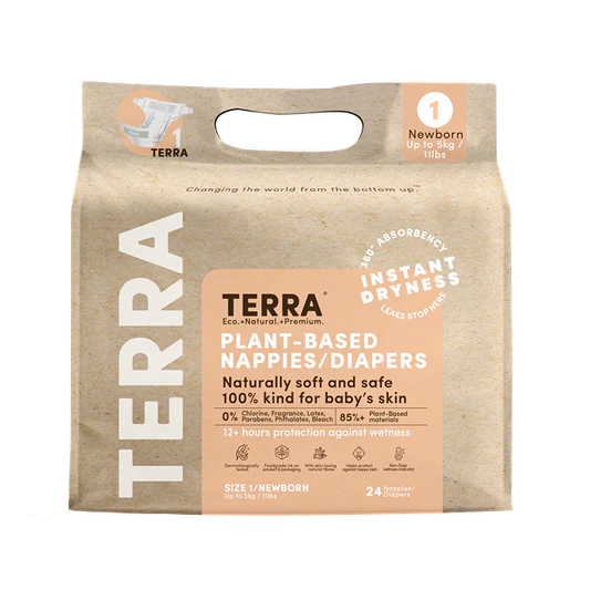 Terra Plant-Based Nappies/Diapers - Size 1 Newborn