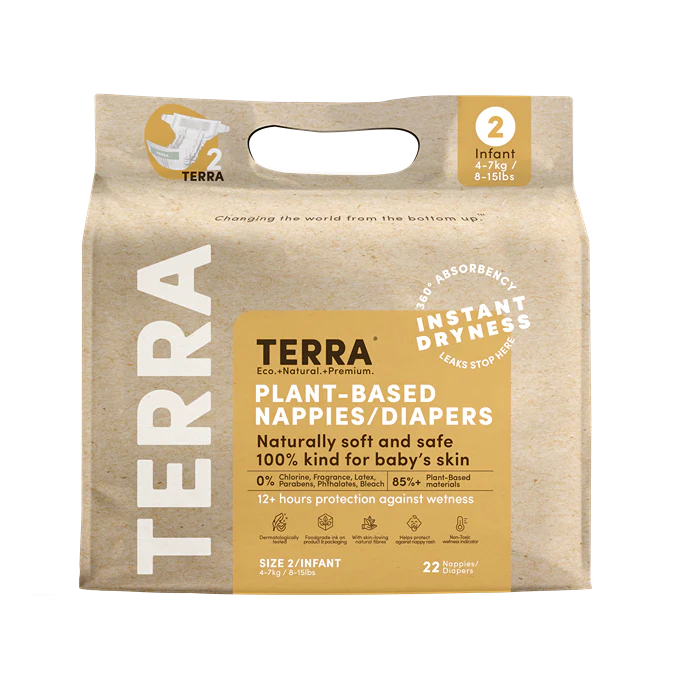 Terra Plant-Based Nappies/Diapers - Size 2 Infant