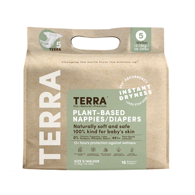 Terra Plant-Based Nappies/Diapers - Size 5 Walker